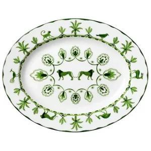 Steelite William Edwards Sultan's Garden Green Misc Oval Tray 36.5 x 27.5cm/14.37 x 10.83"