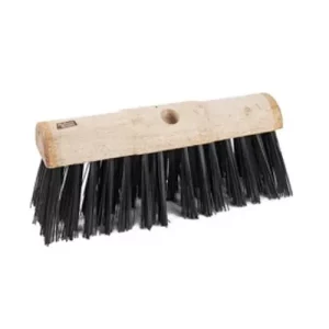 Wooden Yard Broom Half Round PVC Bristle With Hole 13"/33cm