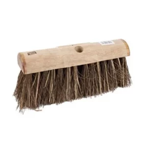 Wooden Yard Broom Half Round Stiff Bristle With Hole 13"/33cm
