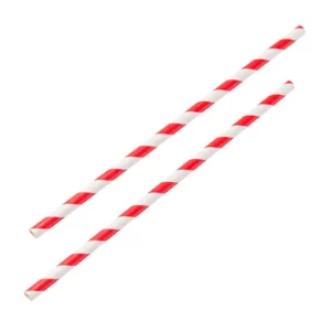 9 Inch Red & White Paper Straw 8mm Bore