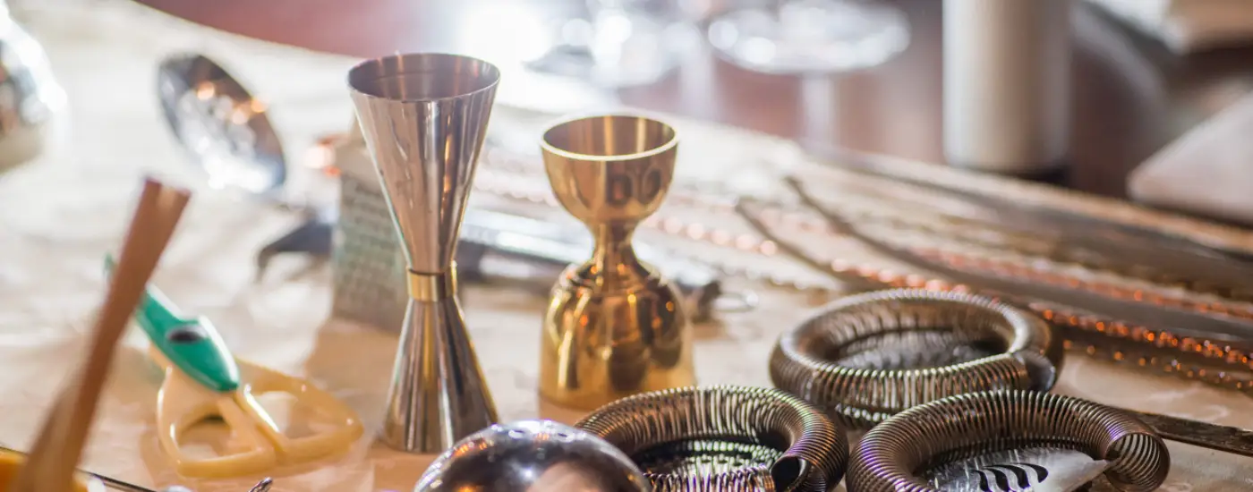 image of bartender's tools on the table