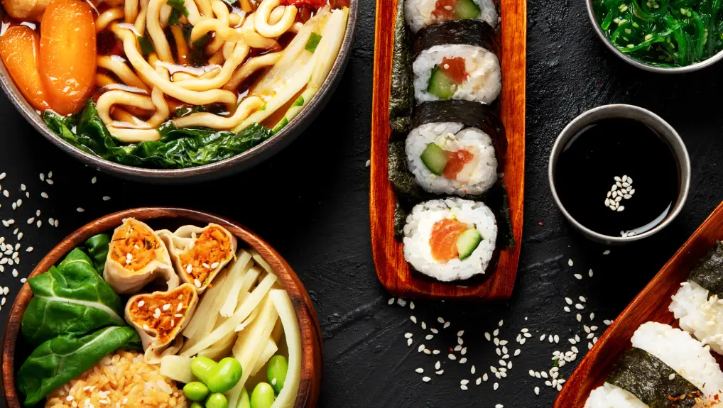 image of Assorted cohesive gourmet Japanese dishes