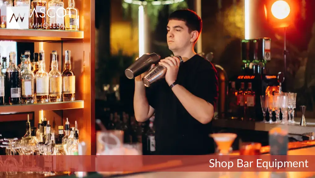 image of a bartender mixing drinks at a cocktail modern commercial bar