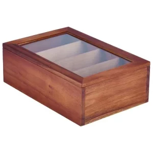 GenWare Acacia Wood Tea Box 30 x 20 x 10cm/11.8 x 7.9 x 3.9"