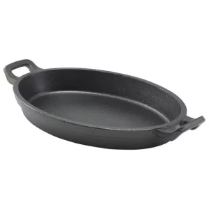 GenWare Cast Iron Oval Eared Dish 24 x 17.3 x 3.4cm/9.4 x 6.8 x 1.3"