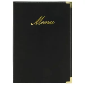 GenWare Classic A5 Menu Holder Black 4 Pages