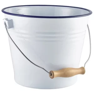 GenWare Enamel Bucket White with Blue Rim 22cm/8.7"