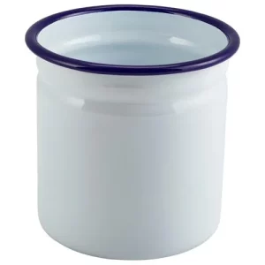 GenWare Enamel Cutlery Holder White with Blue Rim 11.5cm/4.5"