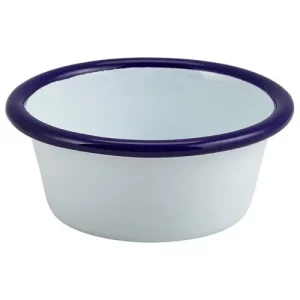 GenWare Enamel Ramekin White with Blue Rim 8cm/3.1" 90ml/3.2oz