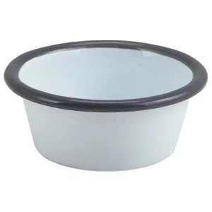 GenWare Enamel Ramekin White with Grey Rim 8cm/3.1" 90ml/3.2oz