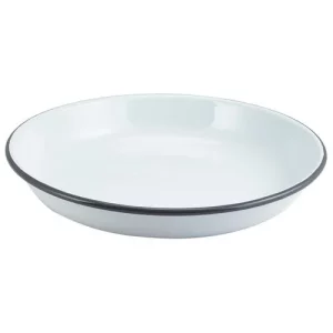 GenWare Enamel Rice/Pasta Plate White with Grey Rim 24cm/9.4"