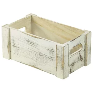 GenWare White Wash Wooden Crate 27 x 16 x 12cm/10.6 x 6.3 x 4.7"