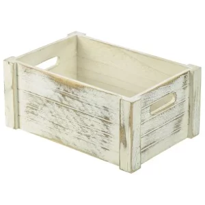 GenWare White Wash Wooden Crate 34 x 23 x 15cm/13.4 x 9.1 x 5.9"