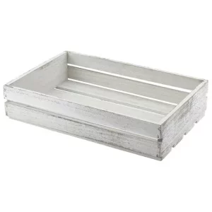 GenWare White Wash Wooden Crate 35 x 23 x 8cm/13.8 x 9.1 x 3.1"