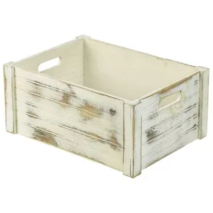 GenWare White Wash Wooden Crate 41 x 30 x 18cm/16.1 x 11.8 x 7.1"