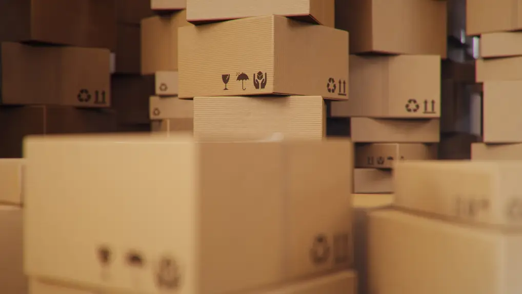 Image of Background of cardboard boxes inside warehouse- estimate disposable supplies large events