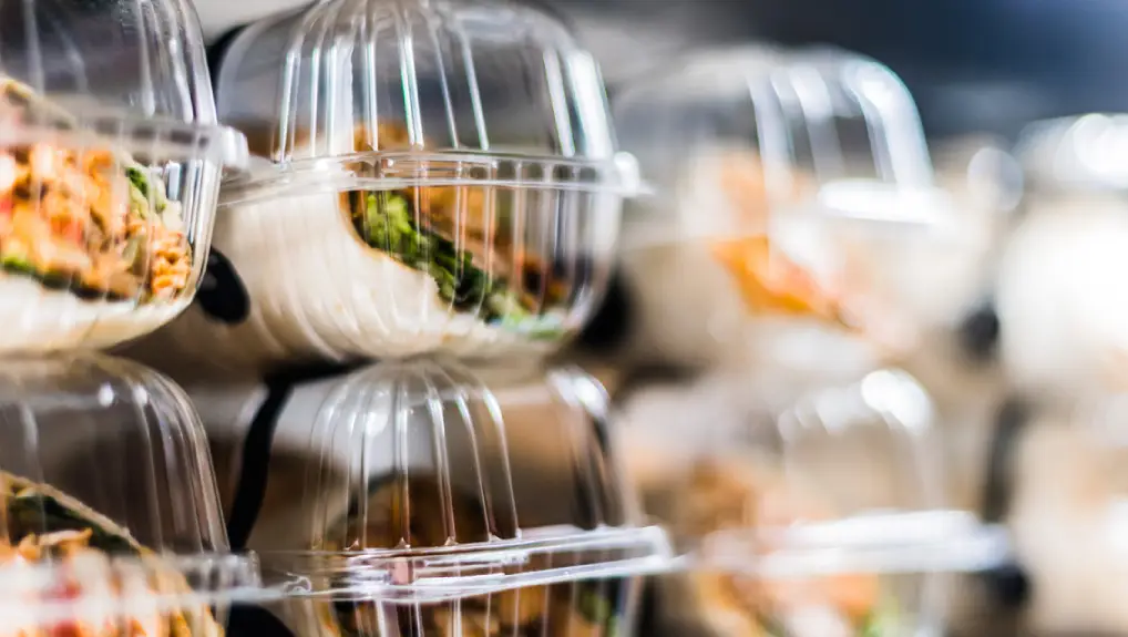Image of a Pre-packaged sandwiches displayed in a commercial refrigerator.
 latest trends in catering disposables