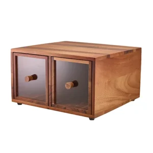 GenWare Acacia Wood Double Bread Box