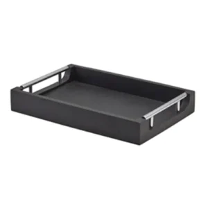 GenWare Solid Black Tray with Metal Handles 30 x 20cm/12 x 8"