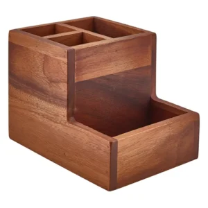 GenWare Acacia Wood 4 Compartment Table Caddy