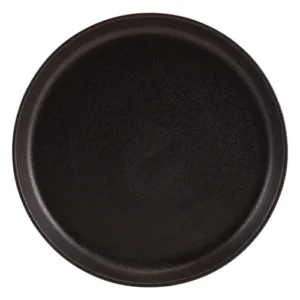 GenWare Kava Stoneware Ribbed Plate Black 25cm/9.84"