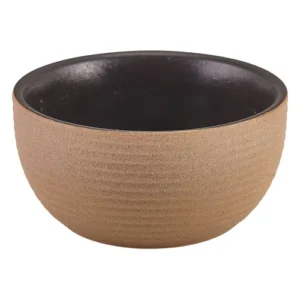 GenWare Kava Stoneware Ribbed Round Bowl Black 11.5cm/4.53"