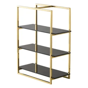 Artis 3-Tier Mirror Cake Stand Gold With Black Inserts