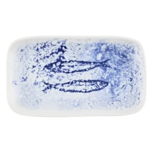 Churchill Super Vitrified Inked Fresco Natural Deep Tray Blue 26 x 15cm/10.25 x 5.88"