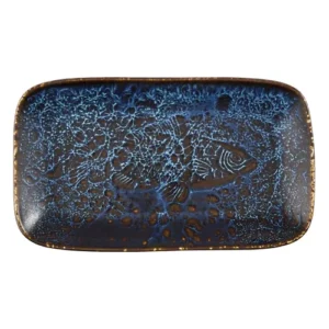 Churchill Super Vitrified Inked Fresco Natural Deep Tray Sapphire Blue 22 x 13.1cm/8.63 x 5.16"