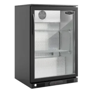 Sterling Pro Green Hinged Single Door Low Height Bottle Cooler - Fits 106 x 330ml Bottles