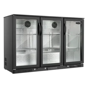 Sterling Pro Green Hinged Triple Door Low Height Bottle Cooler - Fits 274 x 330ml Bottles