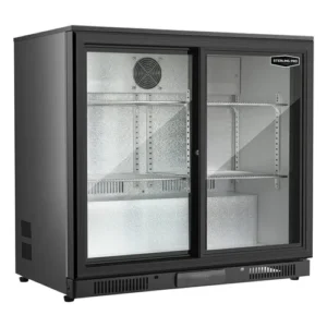 Sterling Pro Green Sliding Double Door Low Height Bottle Cooler - Fits 180 x 330ml Bottles
