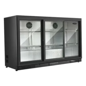 Sterling Pro Green Sliding Triple Door Low Height Bottle Cooler - Fits 274 x 330ml Bottles