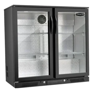 Sterling Pro Hinged Double Door Low Height Bottle Cooler - Fits 180 x 330ml Bottles