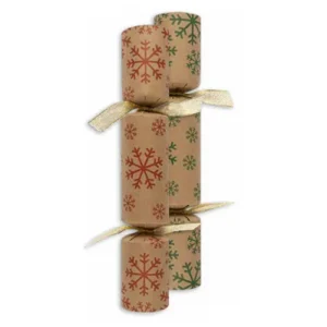 Recycled Kraft Red & Green Snowflake Crackers 23cm/9"